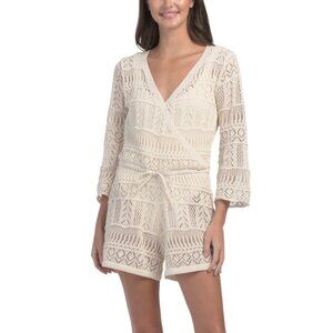 ELAN Short Sleeve V-neck Cover-up Romper